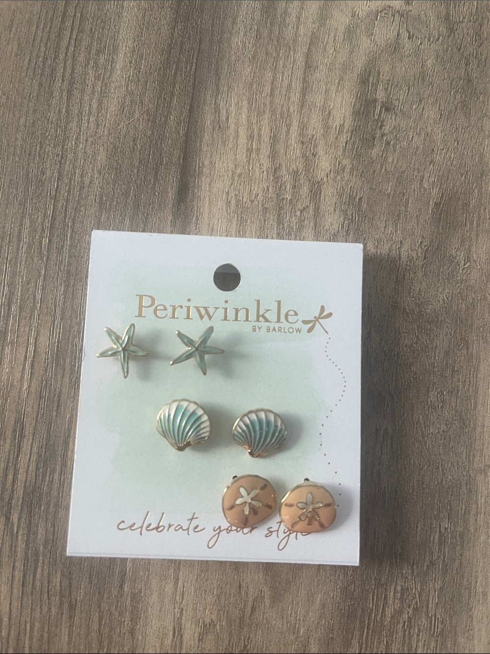 Periwinkle by Barlow Kids Seashell & Starfish Earring Set - Mint & Peach